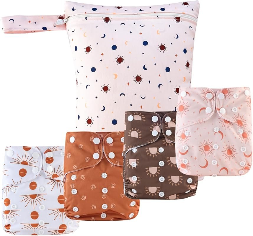 HappyFlute 9-Piece Newborn Pocket Cloth Diapers One Size Adjustable 6-