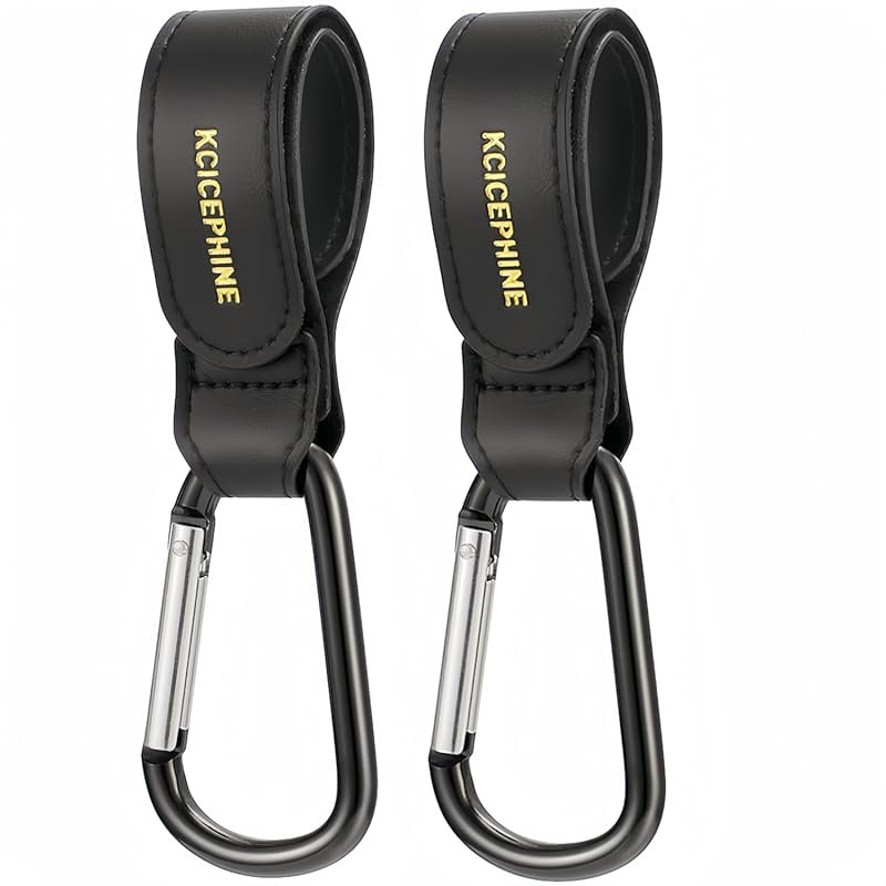 Adjustable Stroller Hooks with Carabiner Clips for Diaper Bags Bikes S