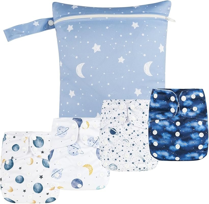 HappyFlute 9-Piece Newborn Pocket Diapers One-Size Adjustable Reusable