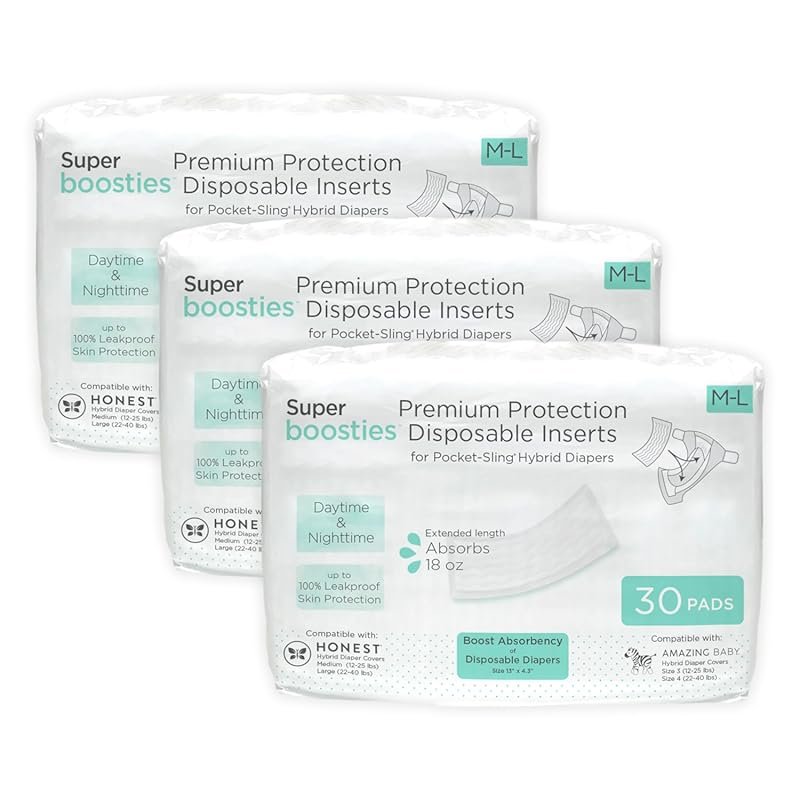 Super Boosties Overnight Disposable Inserts 90 Count Fits Pampers Size