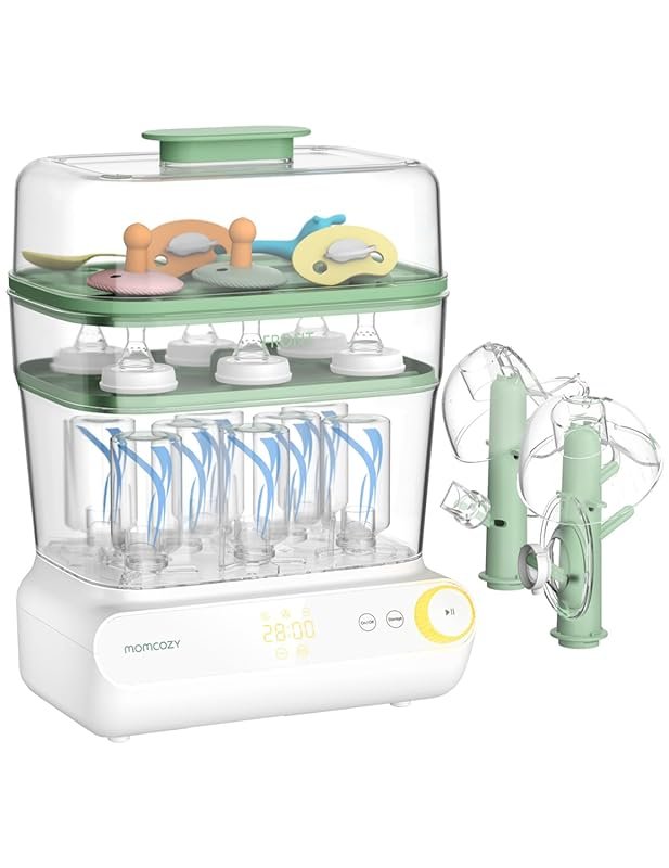 Momcozy Three Layer Large Baby Bottle Sterilizer and Dryer, Universal 