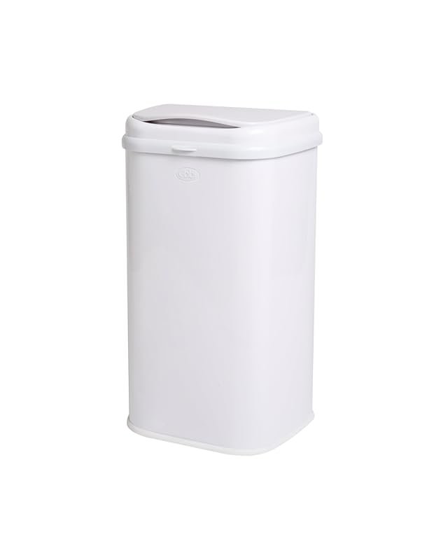 Ubbi Adult Diaper Pail in White Steel with Odor Locking and No Special