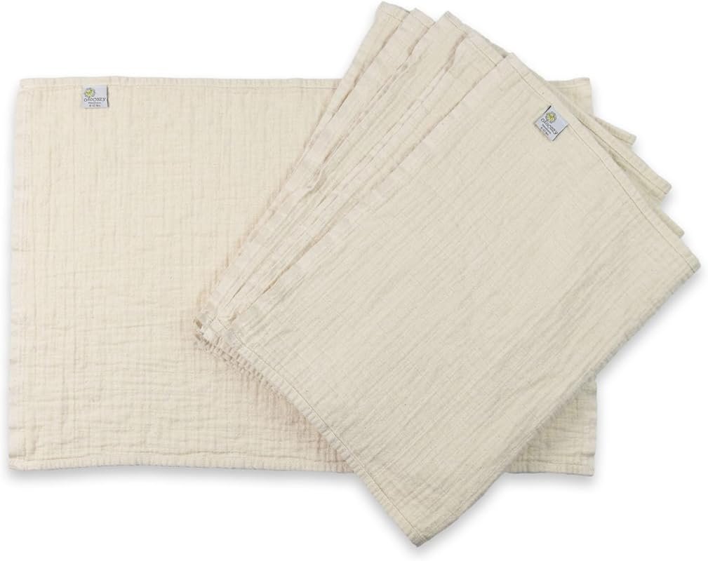 OsoCozy 6-Pack Organic Muslin Flat Cloth Diapers 100% Organic Cotton D