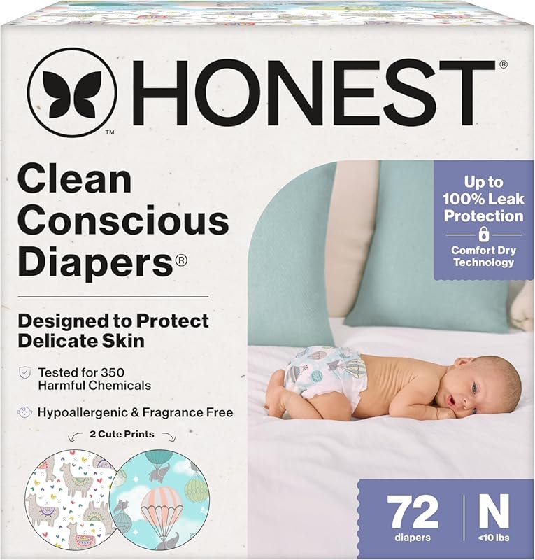 The Honest Company Comfort Dry Disposable Diapers for Sensitive Skin, 