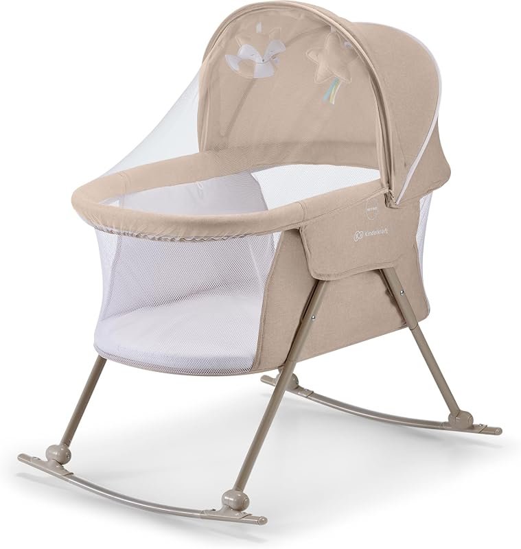 Kinderkraft LOVI Travel Bassinet - Portable Folding Baby Bed with Mosq
