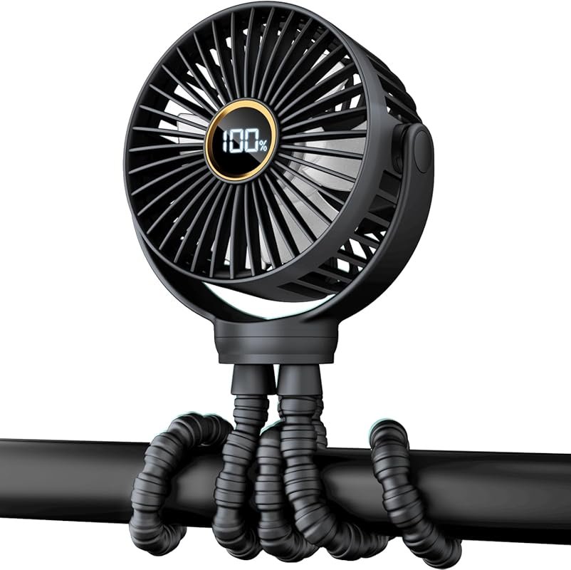 Portable Stroller Mini Fan: Rechargeable with 360° Rotation and 3 Spee