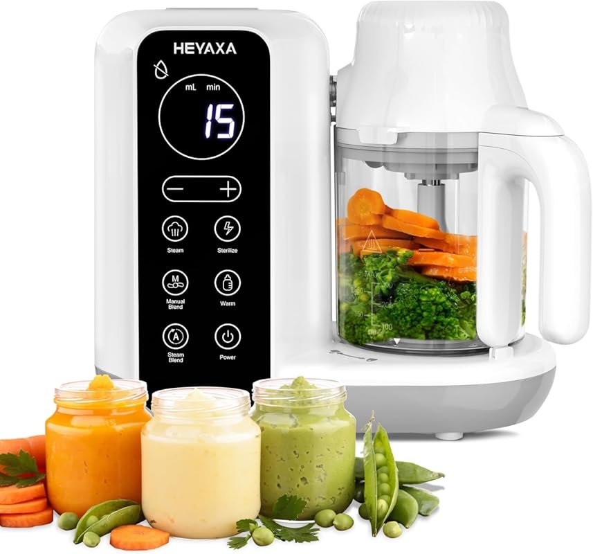 HEYAXA Baby Food Maker with Auto Cook and Blend Bottle Warmer Steamer