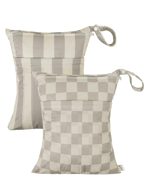 ALVABABY 2-Pack Cloth Diaper Wet Dry Bag, Waterproof, Reusable with Tw