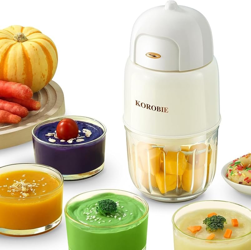 KOROBIE Mini White Baby Food Maker: BPA-Free, Dishwasher Safe Blender 