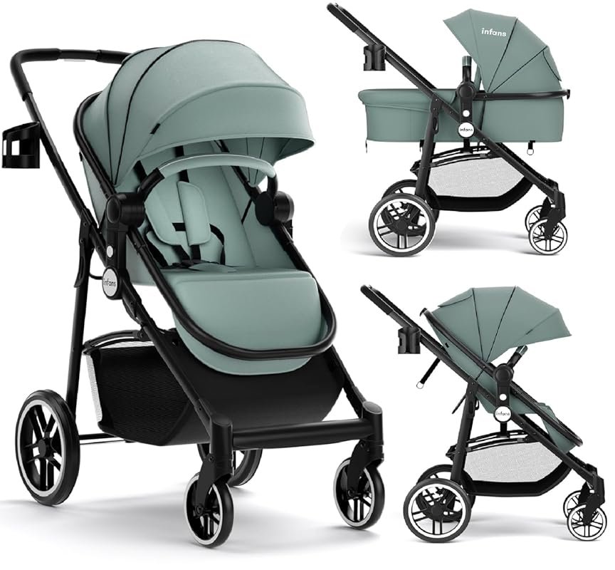 INFANS 2-in-1 Green High Landscape Stroller