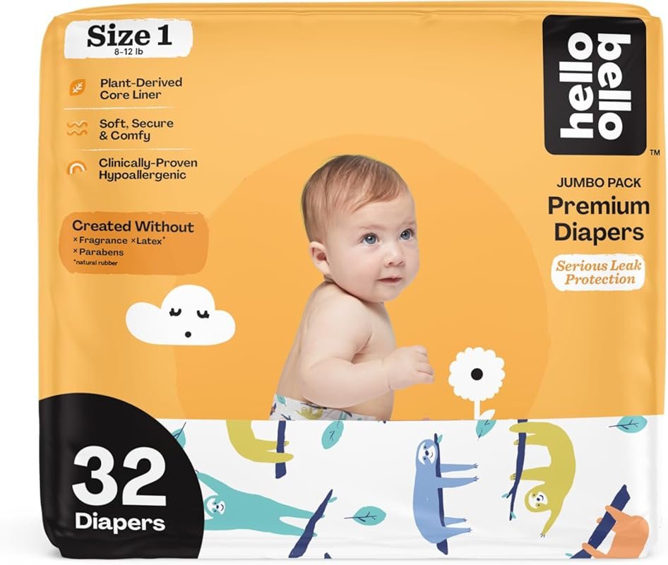 Hello Bello Premium Baby Diapers Size 1, 32 Count of Disposable, Extra