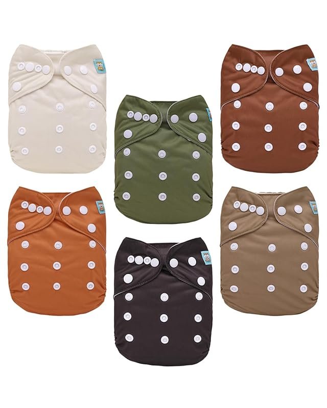 ALVABABY 6 Pack Pocket Cloth Diapers with 12 Inserts One Size Adjustab