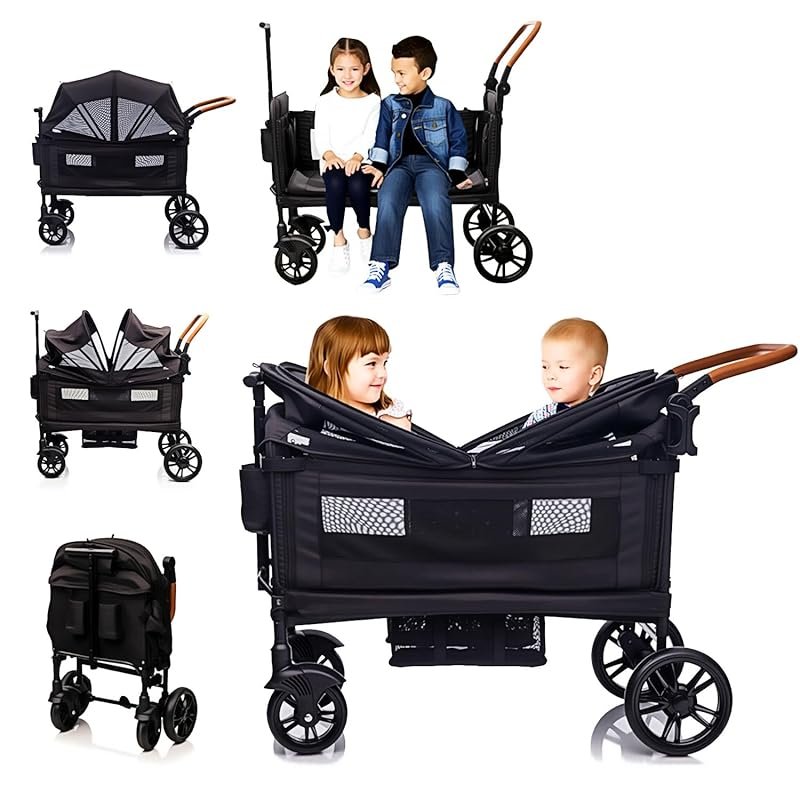 The all-terrain wagon stroller is a lightweight foldable option for tw