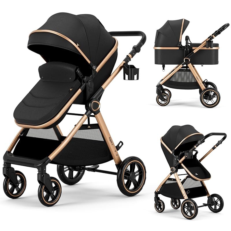 Accombe 2-in-1 Convertible Baby Stroller and Bassinet Pushchair for Ne