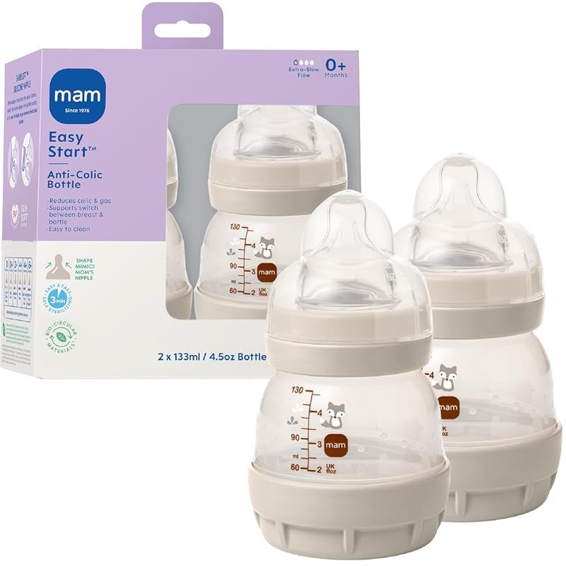 MAM Easy Start Anti-Colic Baby Bottle, Extra Slow Flow, Breastfeeding-
