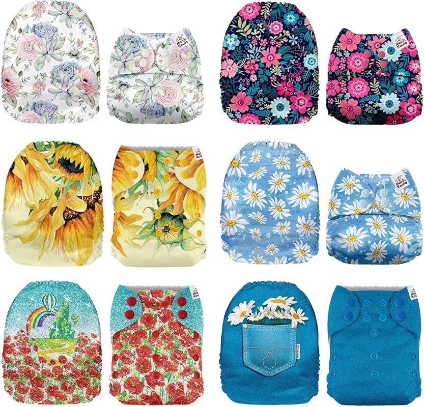 Mama Koala 1.0 Pocket Cloth Diaper Shells 6-Pack One-Size Washable Reu