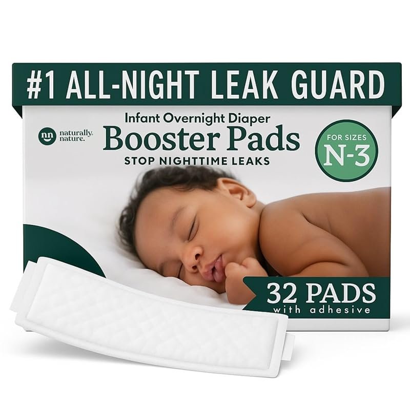 Naturally Nature Overnight Diaper Booster Pads for Heavy Wetters Leak 