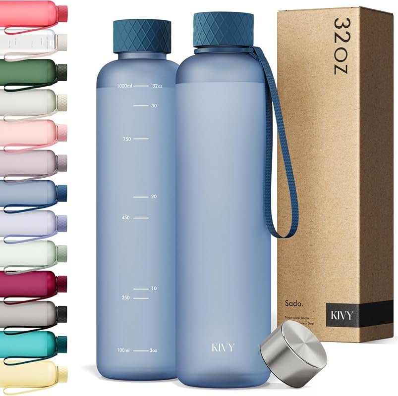 KIVY Slim 32oz Water Bottle Lightweight Shatterproof Fits Backpack Cup