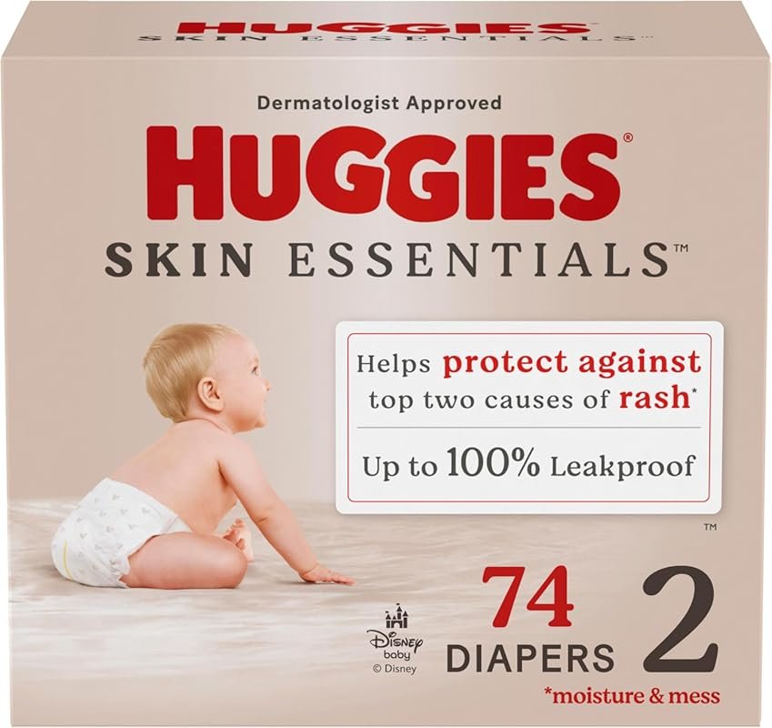 Huggies Size 2 Diapers, Skin Essentials Baby Diapers, Size 2 , 74 Coun