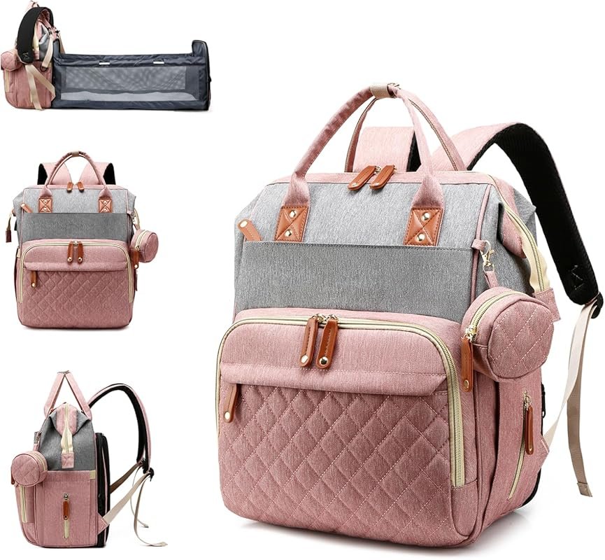 Waterproof 3 in 1 Diaper Bag Backpack with Foldable Changing Pad and C