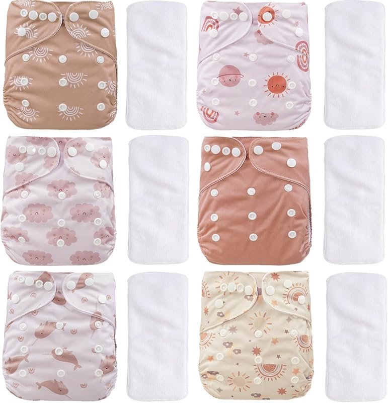 CoolaPeach cloth diapers 12 pack adjustable size newborn to 3 years wa
