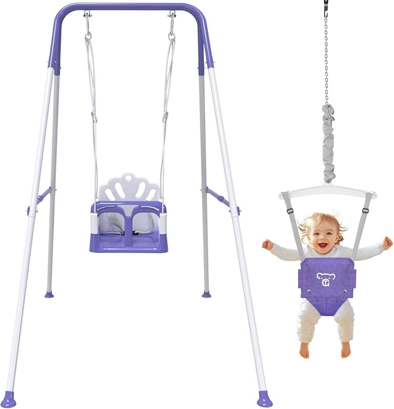 Foldable Toddler Swing Set and Baby Jumper for Indoor and Outdoor Use 