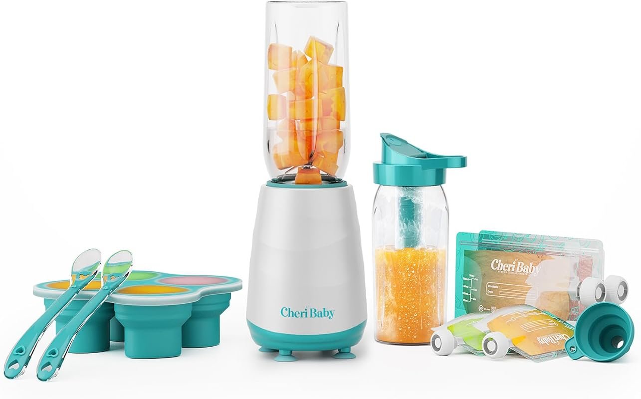 CheriBaby 15-in-1 Baby Food Processor Blender Set with Containers and 
