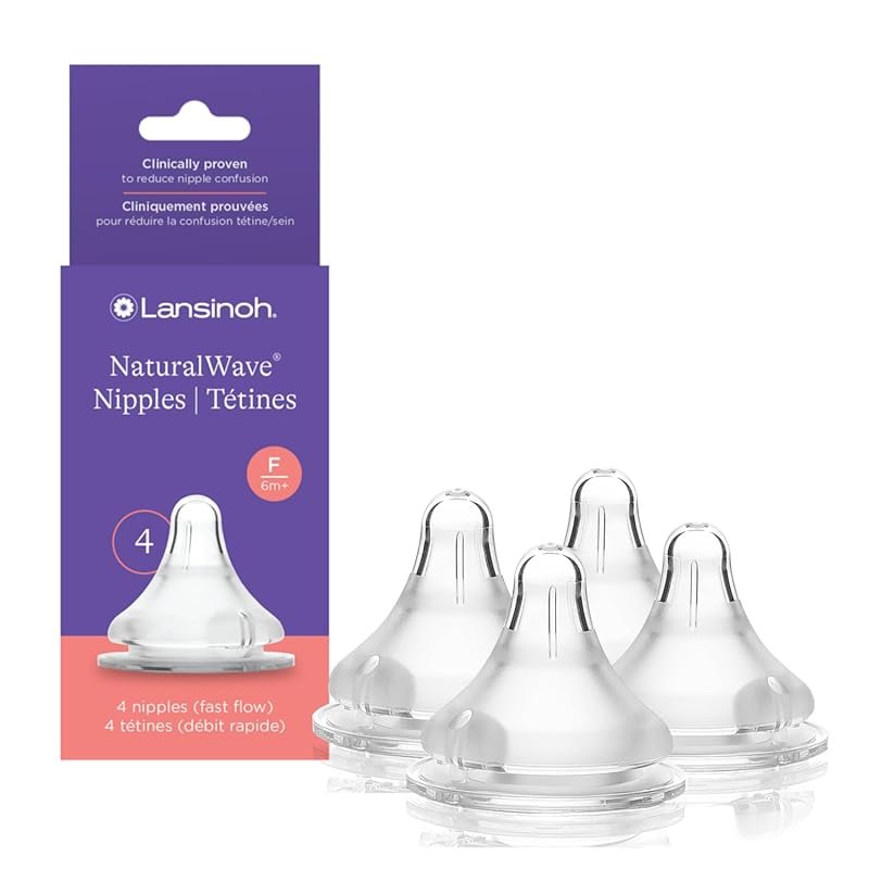 Lansinoh NaturalWave Baby Bottle Nipples Soft Durable Silicone Anti-Co