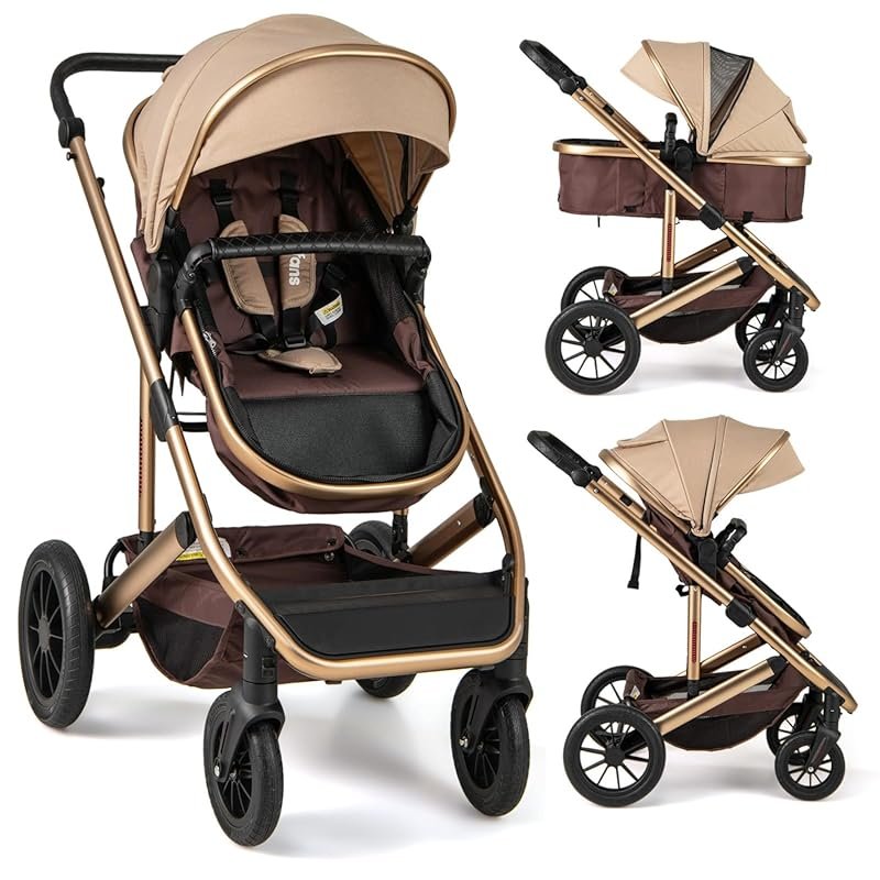 INFANS 2 in 1 Baby Stroller, Folding Newborn Pram Convertible Stroller