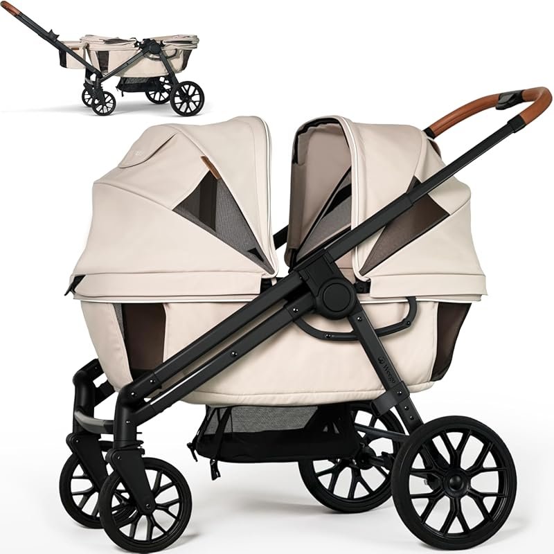 Wagon Stroller for 2 Kids, All-Terrain with Removable UV-Protection Ca