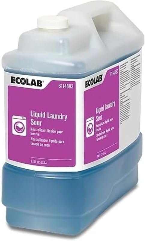 Ecolab Liquid Laundry Sour 2.5 Gallon Bottle for Commercial Laundry an