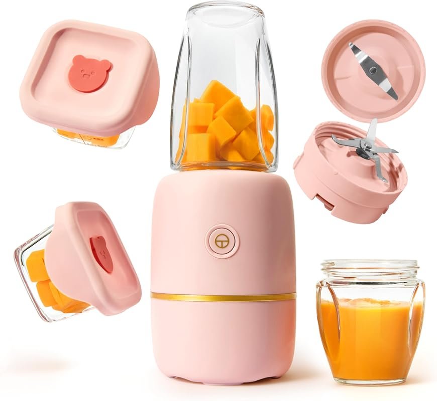 Kwiplee Baby Food Maker with Borosilicate Glass Cups and One-Touch Ble