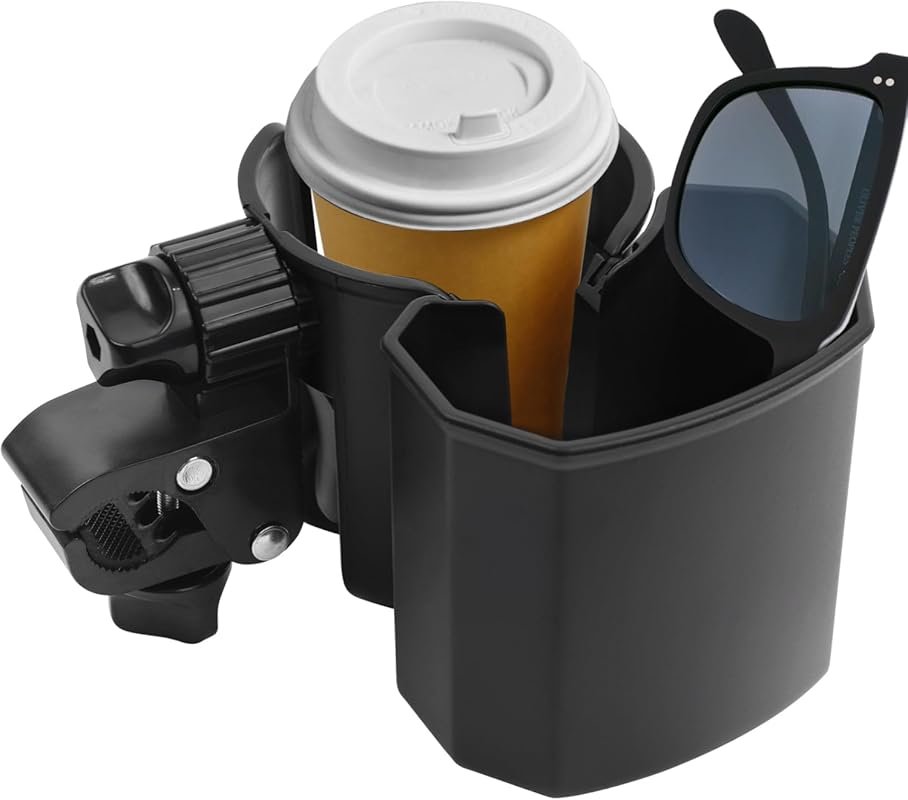 Universal Stroller Cup Holder with Phone Holder and 360 Rotatable Clip