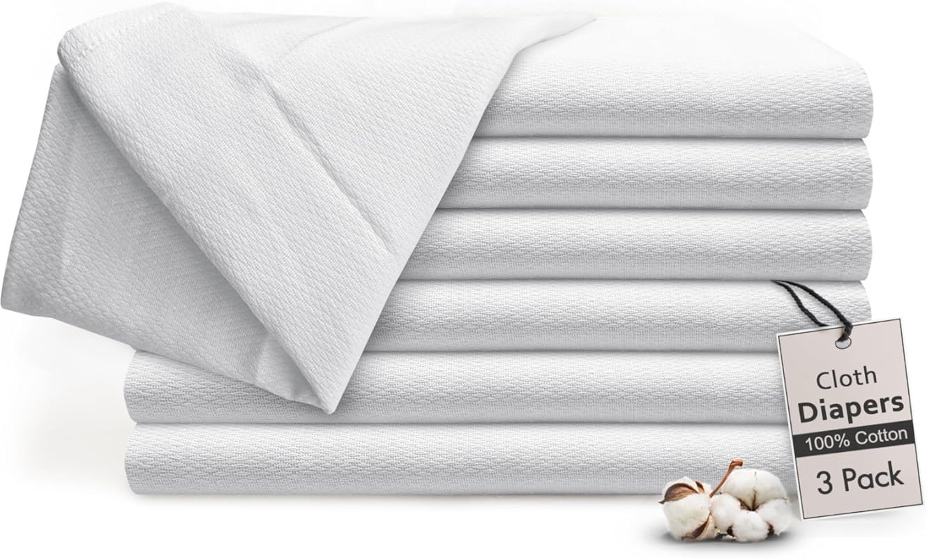 RUVANTI Unisex Birdseye Flat Fold Cloth Diapers 3 Pack 100 percent Cot