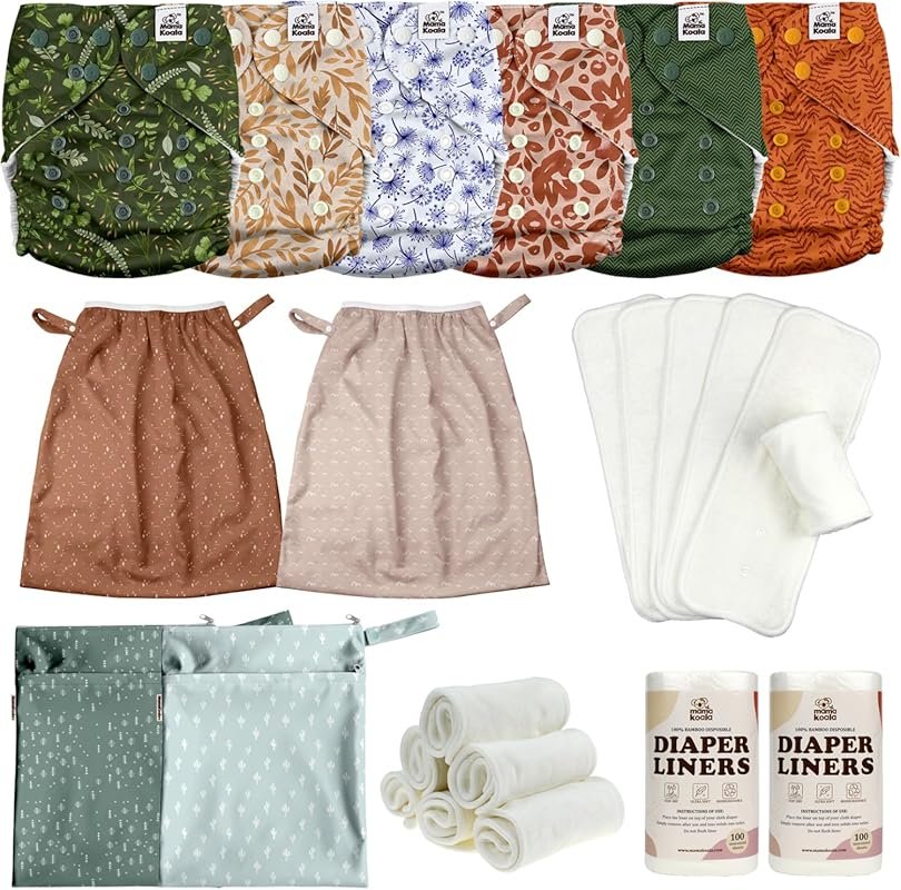 MK 3.0 Baby Cloth Diaper Starter Kit with Six Bamboo Five Layer Insert