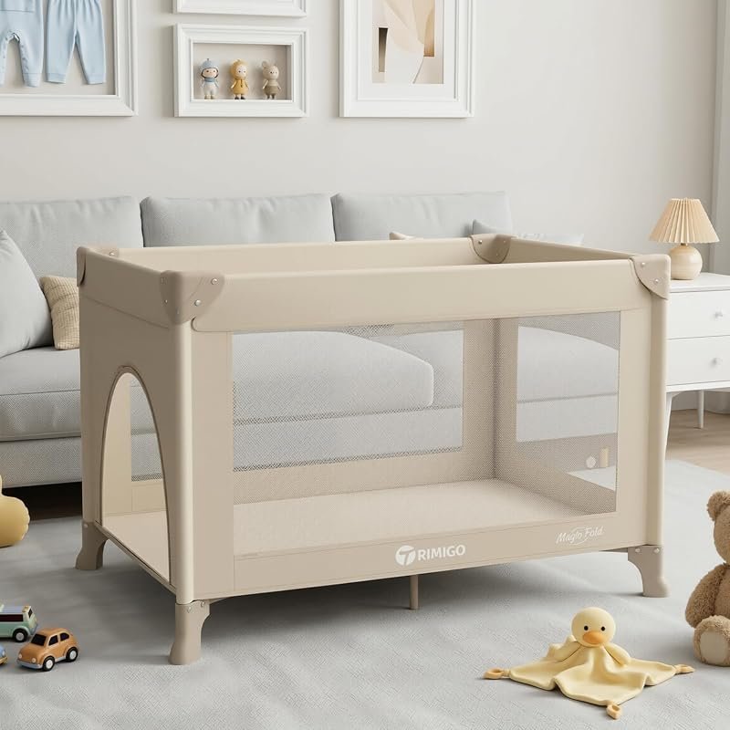 Baby Playard Travel Crib: Safe Folding Bed with Mattress, Breathable M