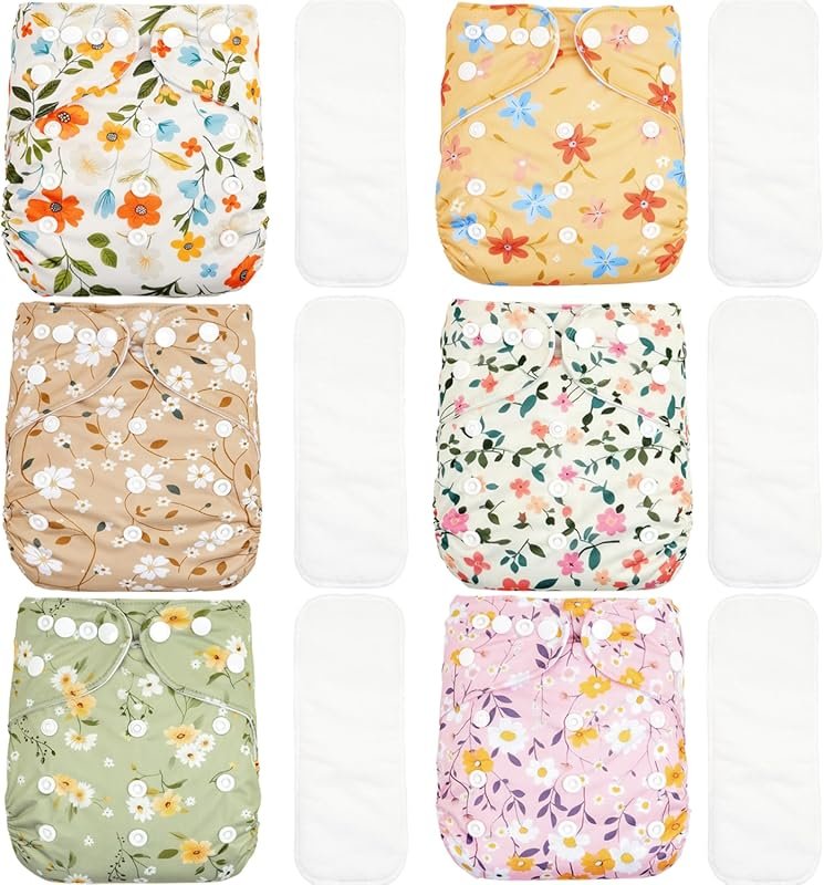 CoolaPeach one size adjustable reusable pocket cloth diapers, 6 cloth 