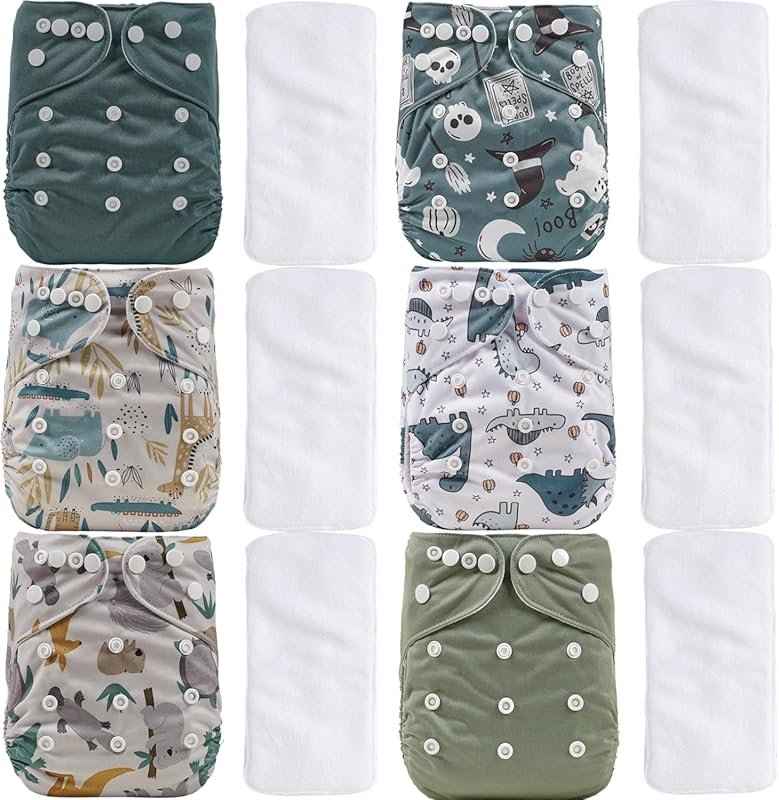 CoolaPeach 12-Piece Reusable Cloth Diaper Set One-Size Pocket Covers w
