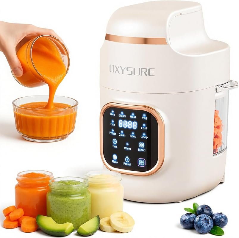10-in-1 Baby Food Maker with Glass Bowl, Touch Control, and 10oz Capac