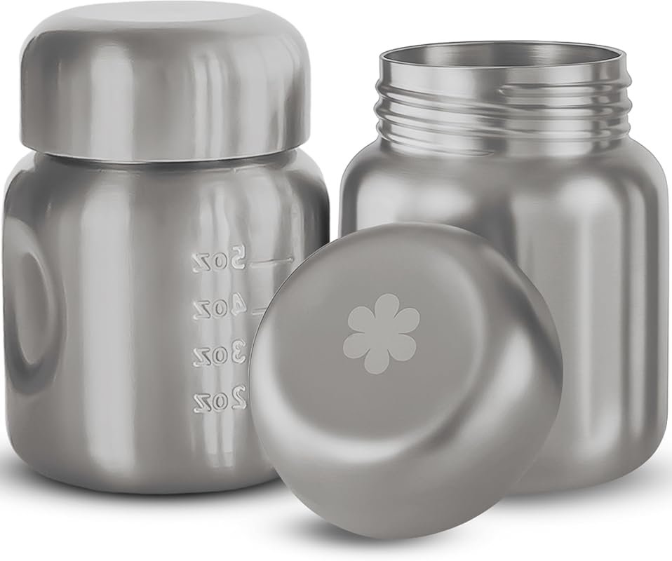 Set of 2 Stainless Steel Breastmilk Pumping and Storage Bottles 5 oz L