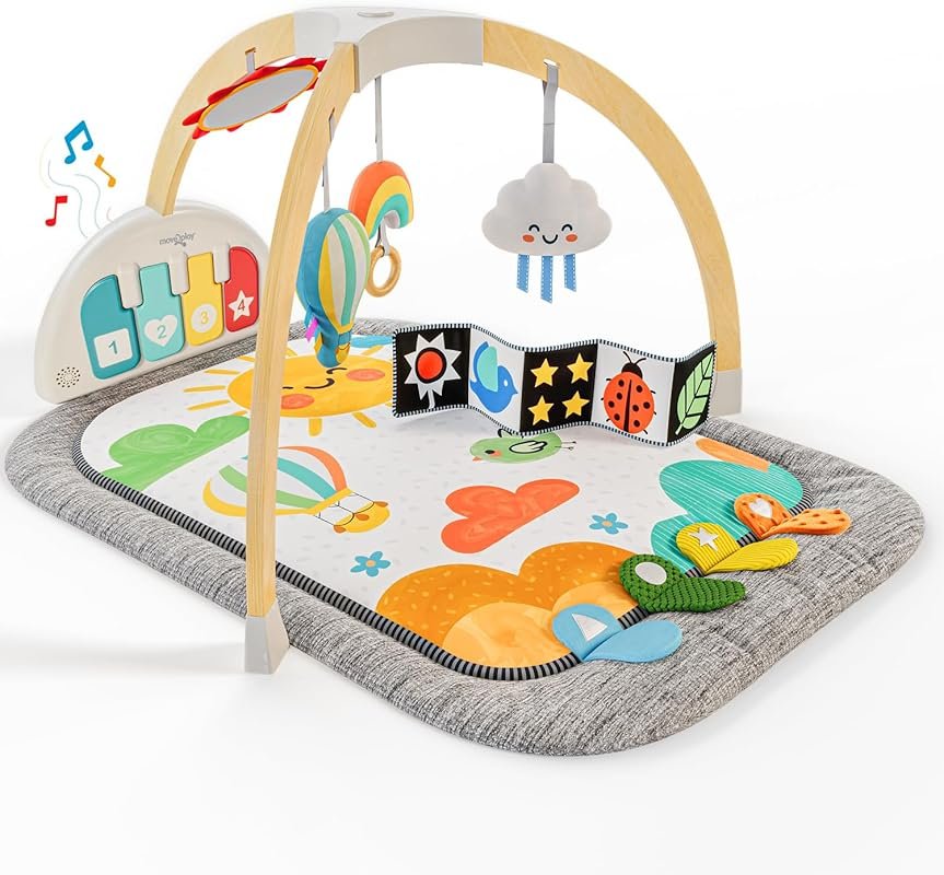 Move2Play, Montessori Inspired Wooden Kick & Play Baby Gym | Musical P
