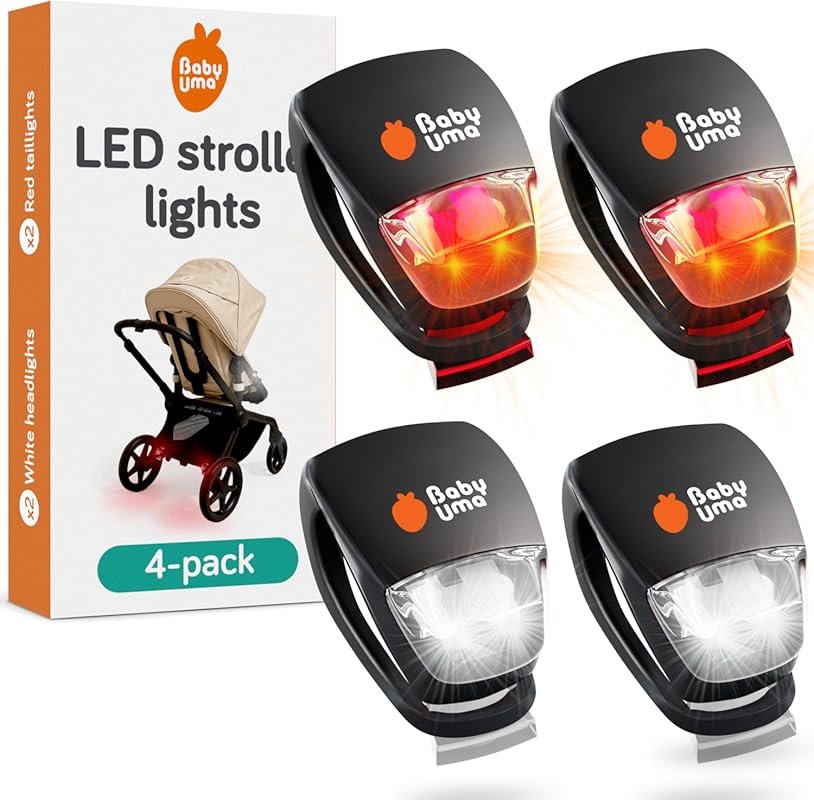 Baby Uma LED Stroller Lights 4 Pack with Three Light Modes for Best Ni