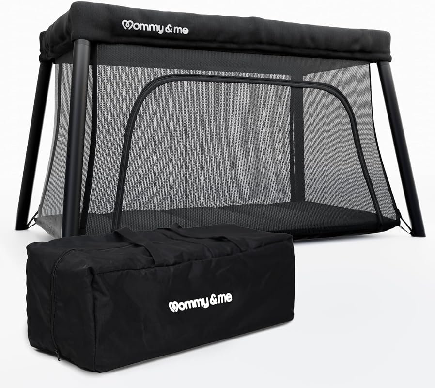 Mommy&Me Travel Crib Lightweight 14 lb Portable Playard Folds in Secon