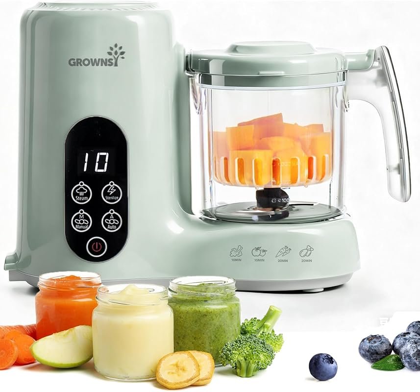 Grownsy Baby Food Maker with Steam Basket: One-Step Steamer, Blender, 