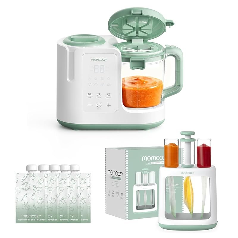 Momcozy Baby Food Maker and Squeeze Station: One-Step Auto Steam and B