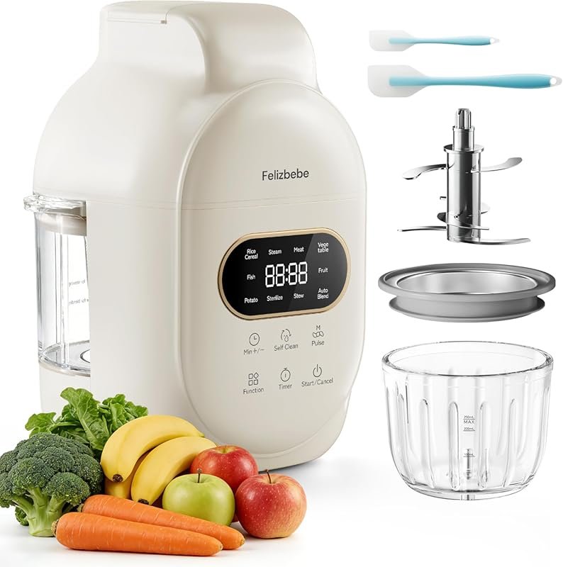 Felizbebe Glass Baby Food Maker BPA-Free Steamer and Blender with Auto