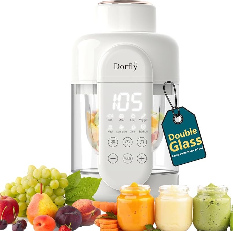 Dorfly Glass Baby Food Maker with Steamer Blender and Self Cleaning fo