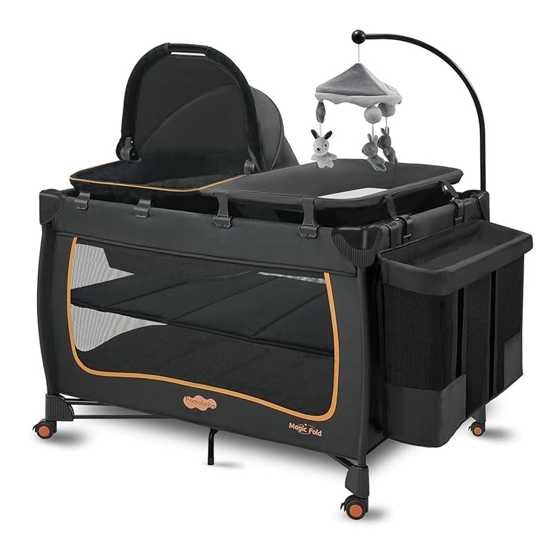 Pamo Babe 6-in-1 Pack and Play – One-Step Setup, Portable Playpen, Cha