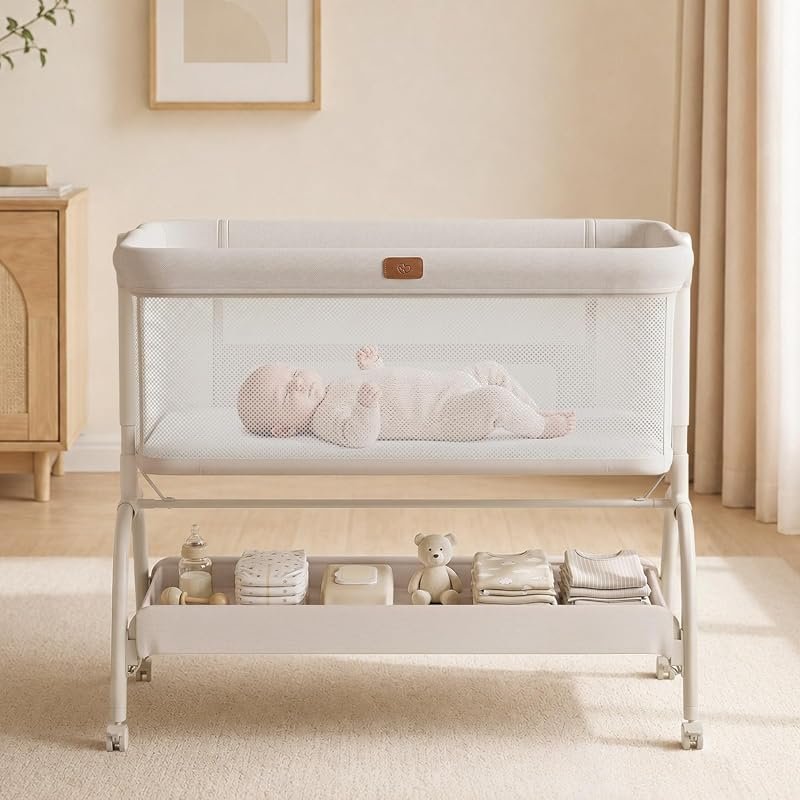 3-in-1 Baby Bassinet Bedside Sleeper β Soft Mattress, 6 Heights, Anti-